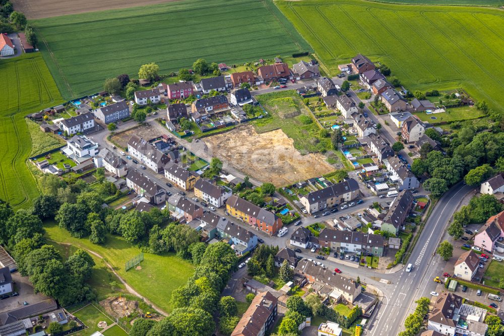 Luftaufnahme Hamm - Baustelle zum Neubau eines Wohnhauses in Hamm im Bundesland Nordrhein-Westfalen, Deutschland