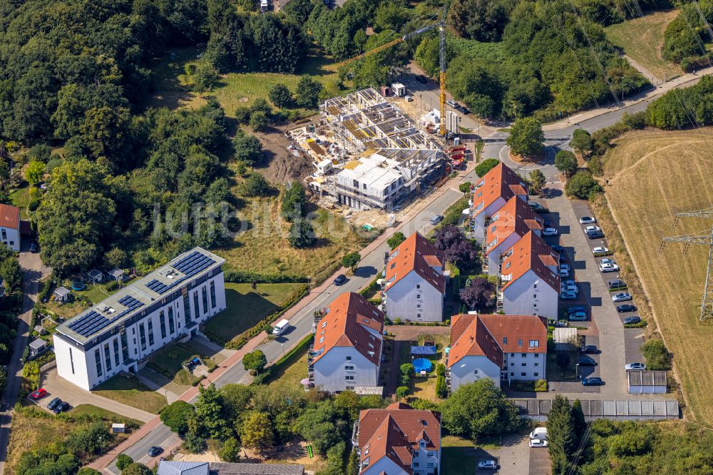 Luftaufnahme Hattingen - Baustelle zum Neubau eines Wohnhauses in Hattingen im Bundesland Nordrhein-Westfalen, Deutschland