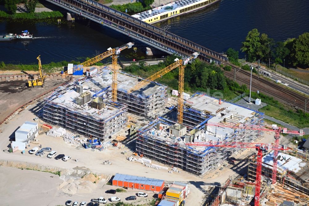 Luftbild Potsdam - Baustelle zum Neubau eines Wohnhauses Havel Quartier Potsdam in Potsdam im Bundesland Brandenburg, Deutschland