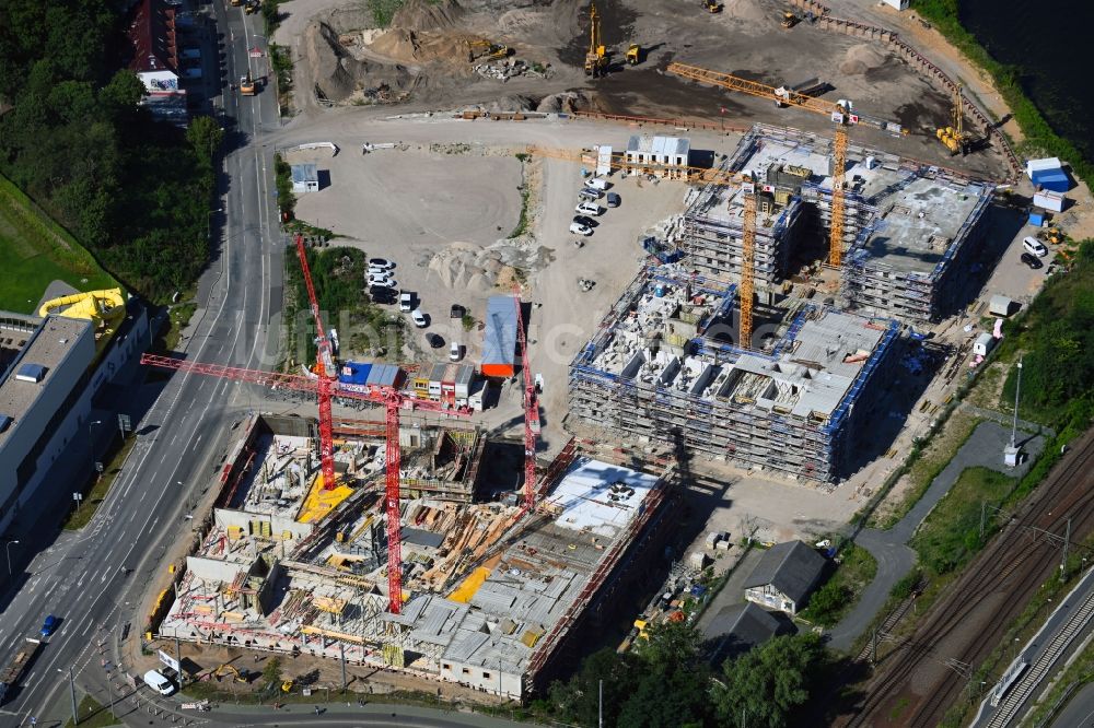 Luftbild Potsdam - Baustelle zum Neubau eines Wohnhauses Havel Quartier Potsdam in Potsdam im Bundesland Brandenburg, Deutschland