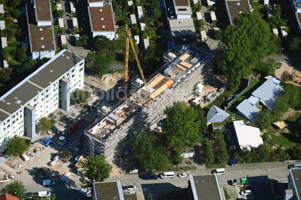 Luftbild Erlangen - Baustelle zum Neubau eines Wohnhauses an der Johann-Kalb-Straße - Thymianweg in Erlangen im Bundesland Bayern, Deutschland