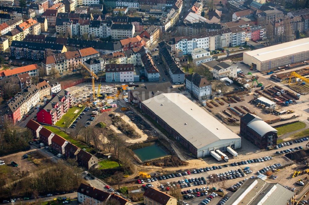 Witten aus der Vogelperspektive: Baustelle zum Neubau eines Wohnhauses und Lagerhallen an der Kesselstraße in Witten im Bundesland Nordrhein-Westfalen