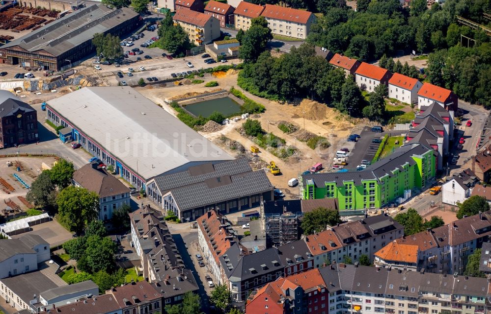 Luftbild Witten - Baustelle zum Neubau eines Wohnhauses und Lagerhallen an der Kesselstraße in Witten im Bundesland Nordrhein-Westfalen