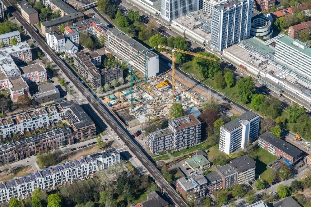 Luftbild Hamburg - Baustelle zum Neubau eines Wohnhauses Leo-Leistikow-Quartier im Ortsteil Barmbek-Süd in Hamburg, Deutschland