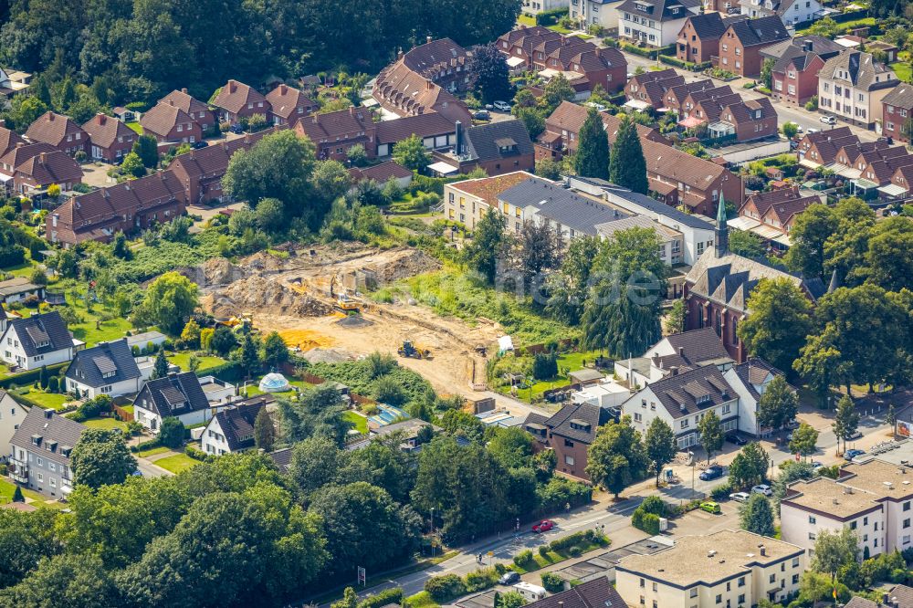 Luftbild Lünen - Baustelle zum Neubau eines Wohnhauses in Lünen im Bundesland Nordrhein-Westfalen, Deutschland