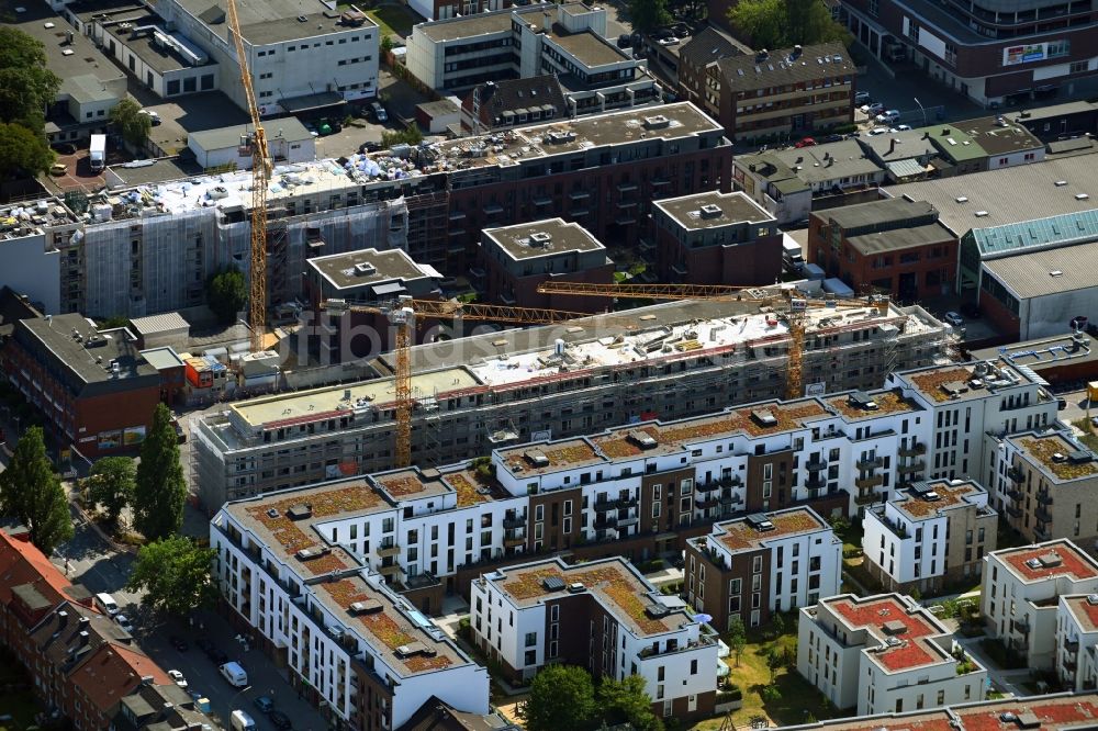 Hamburg aus der Vogelperspektive: Baustelle zum Neubau eines Wohnhauses am Mühlenstieg im Ortsteil Wandsbek in Hamburg, Deutschland