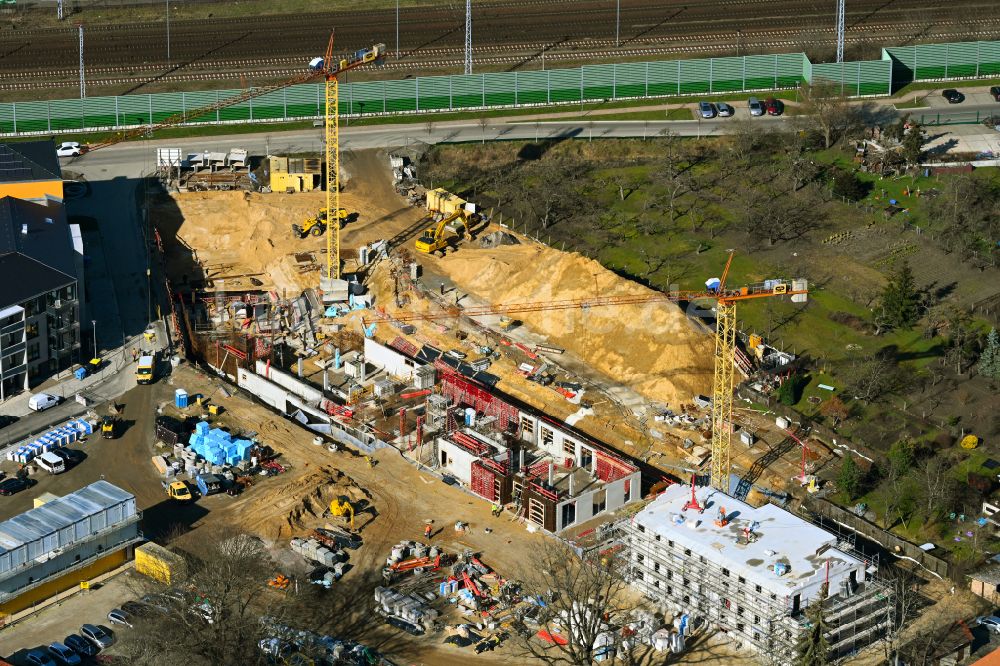 Luftbild Michendorf - Baustelle zum Neubau eines Wohnhauses in Michendorf im Bundesland Brandenburg, Deutschland