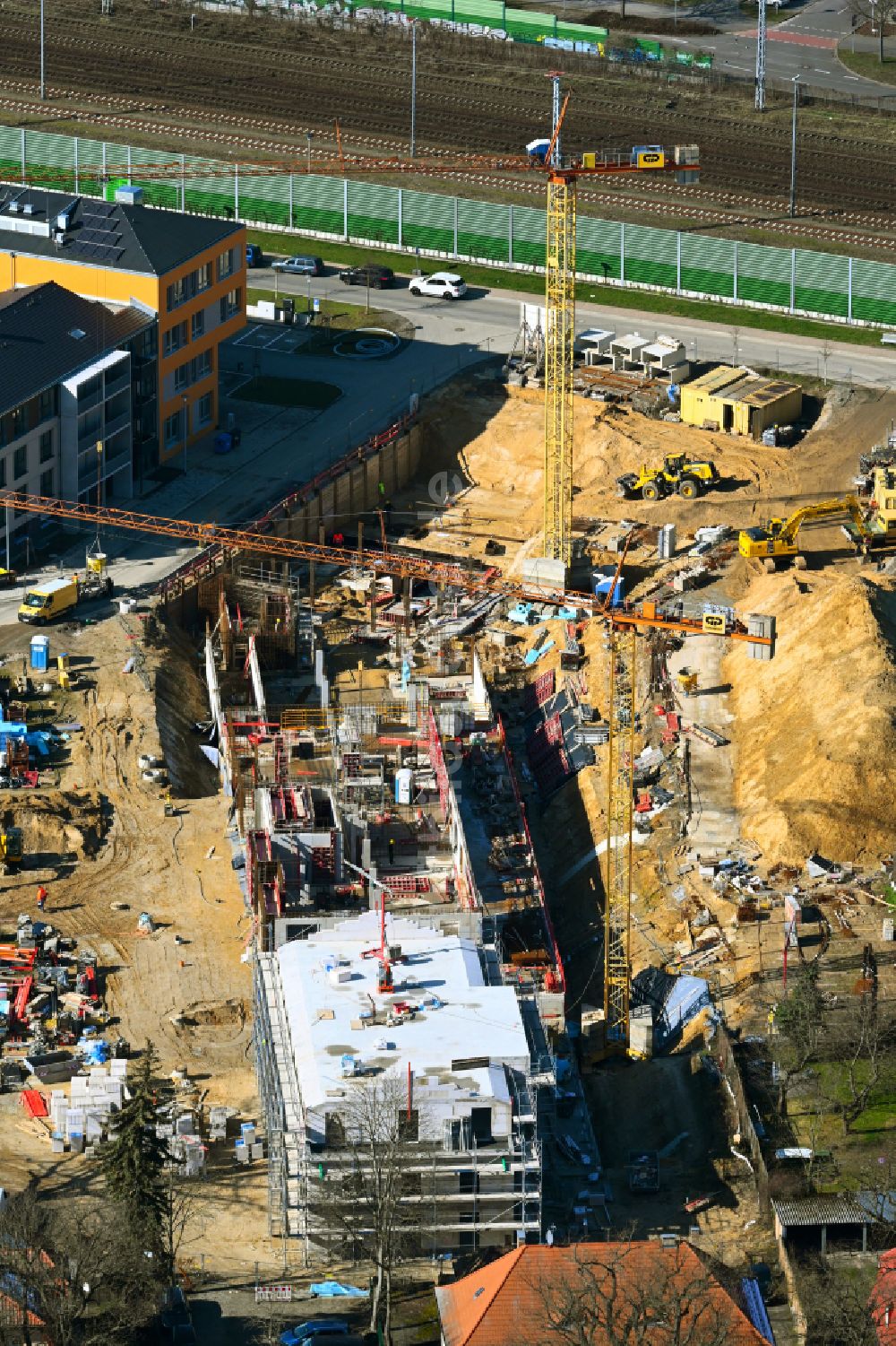 Luftaufnahme Michendorf - Baustelle zum Neubau eines Wohnhauses in Michendorf im Bundesland Brandenburg, Deutschland