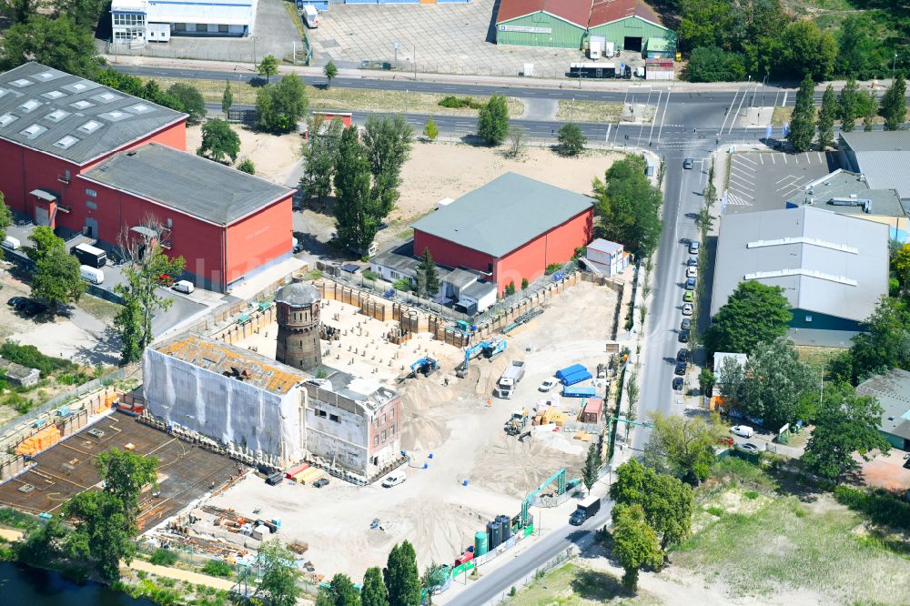 Luftbild Berlin - Baustelle zum Neubau eines Wohnhauses im Ortsteil Haselhorst in Berlin, Deutschland