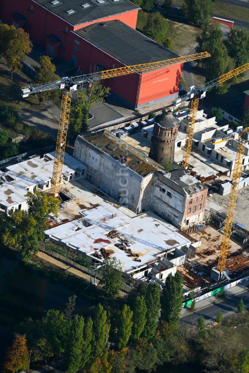 Luftaufnahme Berlin - Baustelle zum Neubau eines Wohnhauses im Ortsteil Haselhorst in Berlin, Deutschland