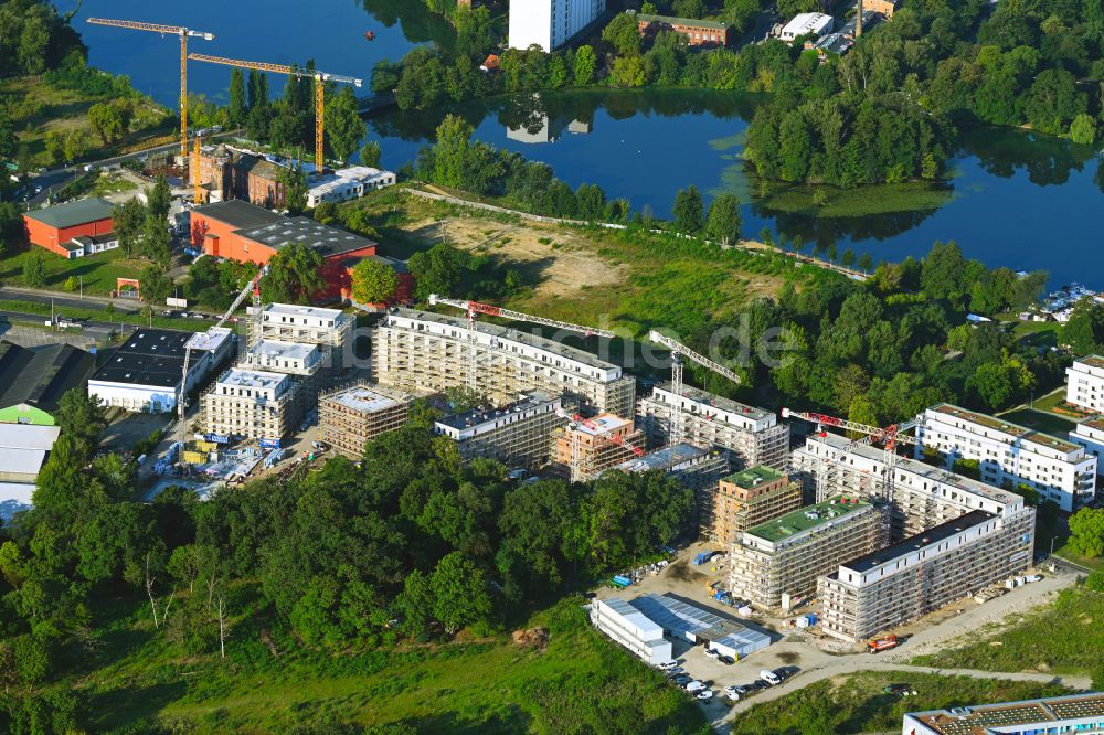 Luftbild Berlin - Baustelle zum Neubau eines Wohnhauses im Ortsteil Haselhorst in Spandau in Berlin, Deutschland