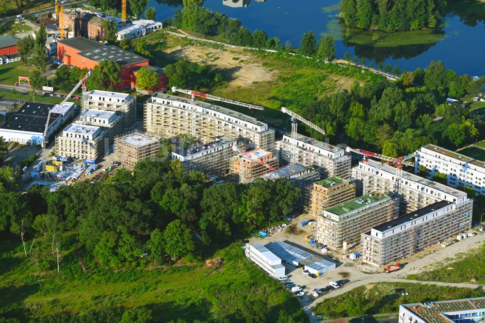 Luftaufnahme Berlin - Baustelle zum Neubau eines Wohnhauses im Ortsteil Haselhorst in Spandau in Berlin, Deutschland