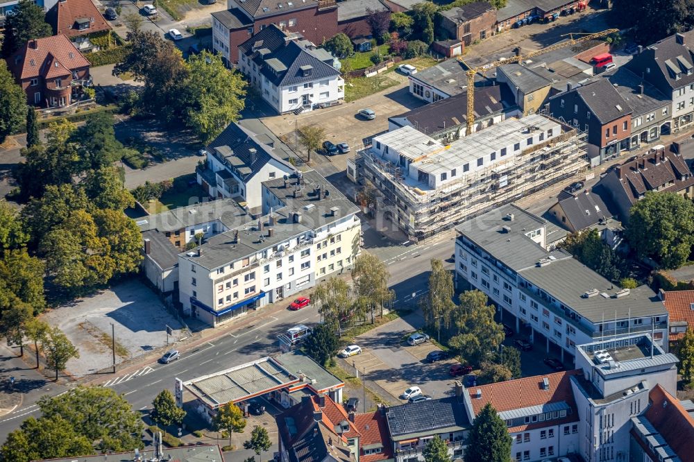 Hamm aus der Vogelperspektive: Baustelle zum Neubau eines Wohnhauses im Ortsteil Heessen in Hamm im Bundesland Nordrhein-Westfalen, Deutschland