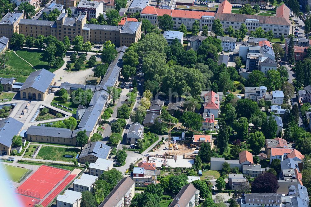 Luftaufnahme Potsdam - Baustelle zum Neubau eines Wohnhauses im Ortsteil Jägervorstadt in Potsdam im Bundesland Brandenburg, Deutschland