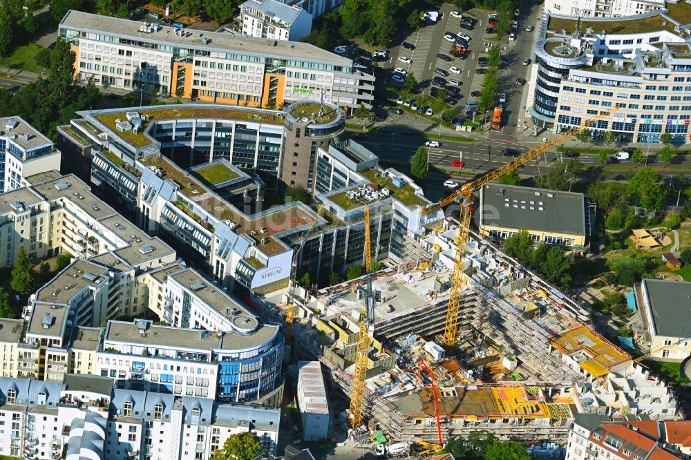 Leipzig von oben - Baustelle zum Neubau eines Wohnhauses im Ortsteil Neustadt-Neuschönefeld in Leipzig im Bundesland Sachsen, Deutschland