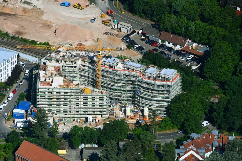 Luftbild Nürnberg - Baustelle zum Neubau eines Wohnhauses im Ortsteil Sankt Jobst in Nürnberg im Bundesland Bayern, Deutschland