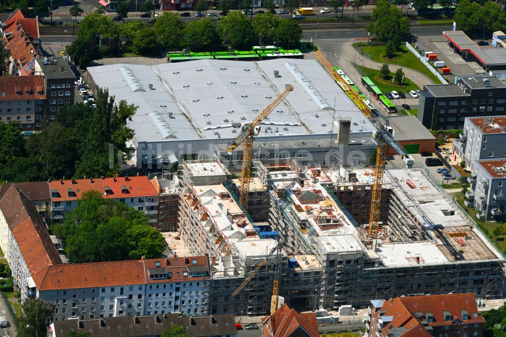 Luftbild Hannover - Baustelle zum Neubau eines Wohnhauses im Ortsteil Vahrenwald in Hannover im Bundesland Niedersachsen, Deutschland