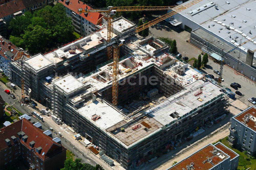 Hannover von oben - Baustelle zum Neubau eines Wohnhauses im Ortsteil Vahrenwald in Hannover im Bundesland Niedersachsen, Deutschland