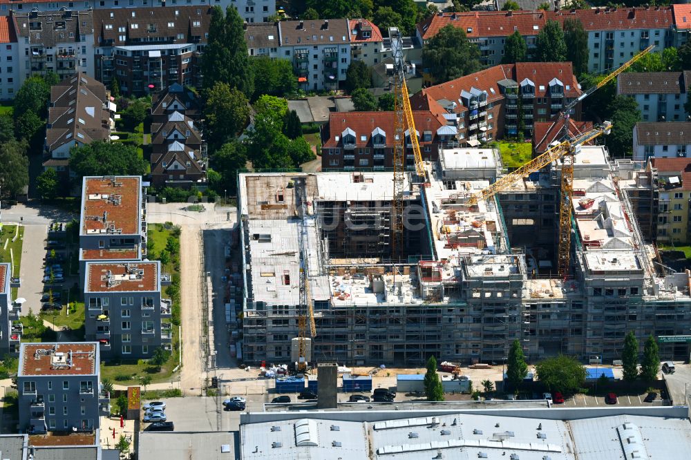 Hannover aus der Vogelperspektive: Baustelle zum Neubau eines Wohnhauses im Ortsteil Vahrenwald in Hannover im Bundesland Niedersachsen, Deutschland