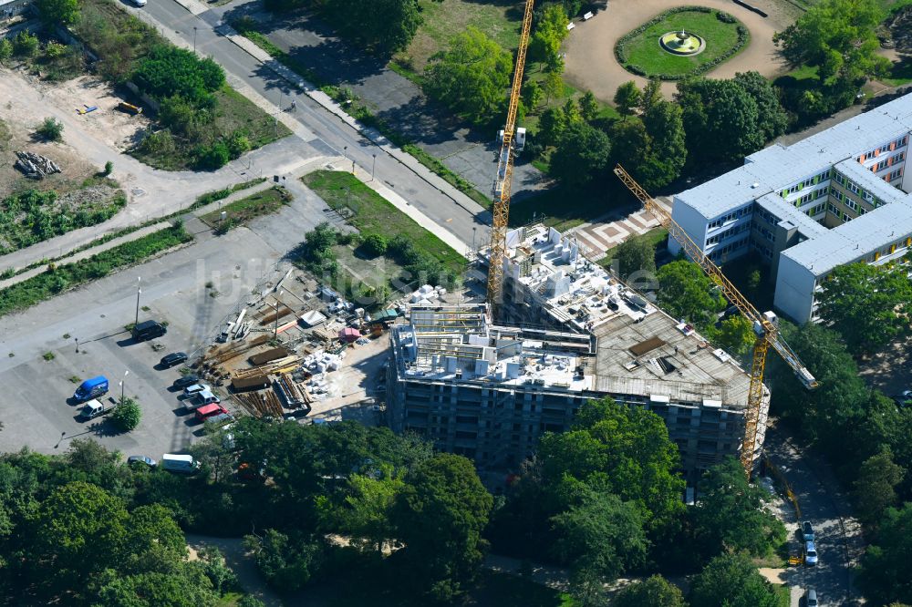 Luftaufnahme Dresden - Baustelle zum Neubau eines Wohnhauses Quartier am Mozartbrunnen ( QaM ) in Dresden im Bundesland Sachsen, Deutschland