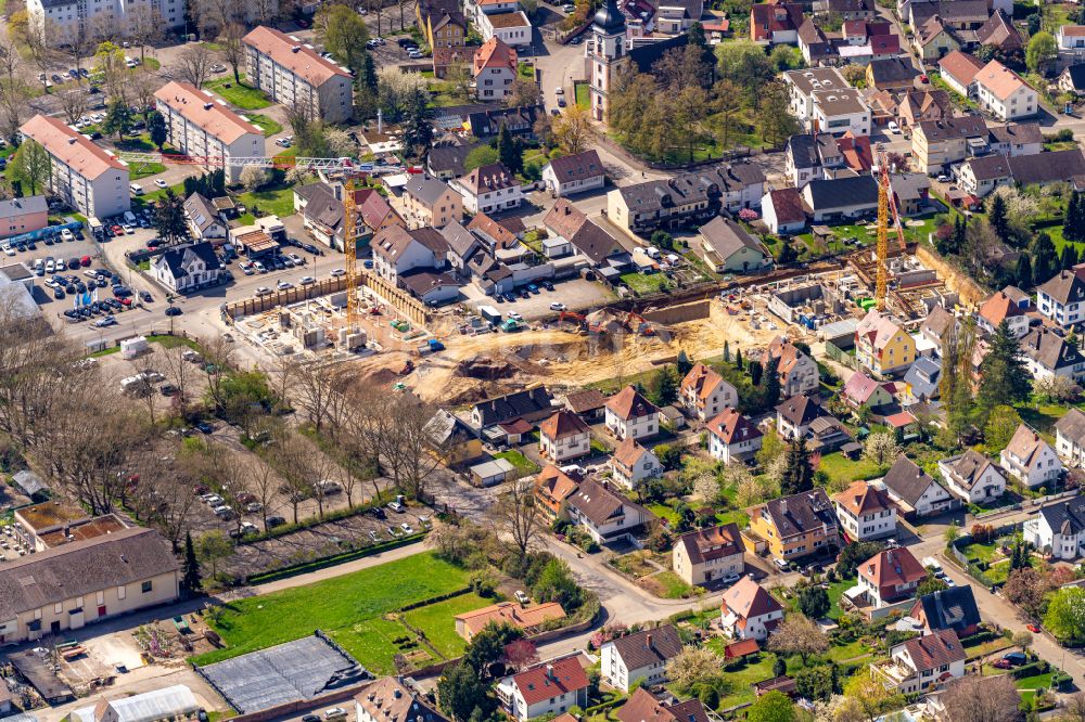 Lahr/Schwarzwald aus der Vogelperspektive: Baustelle zum Neubau eines Wohnhauses am Stadtpark in Lahr/Schwarzwald im Bundesland Baden-Württemberg, Deutschland