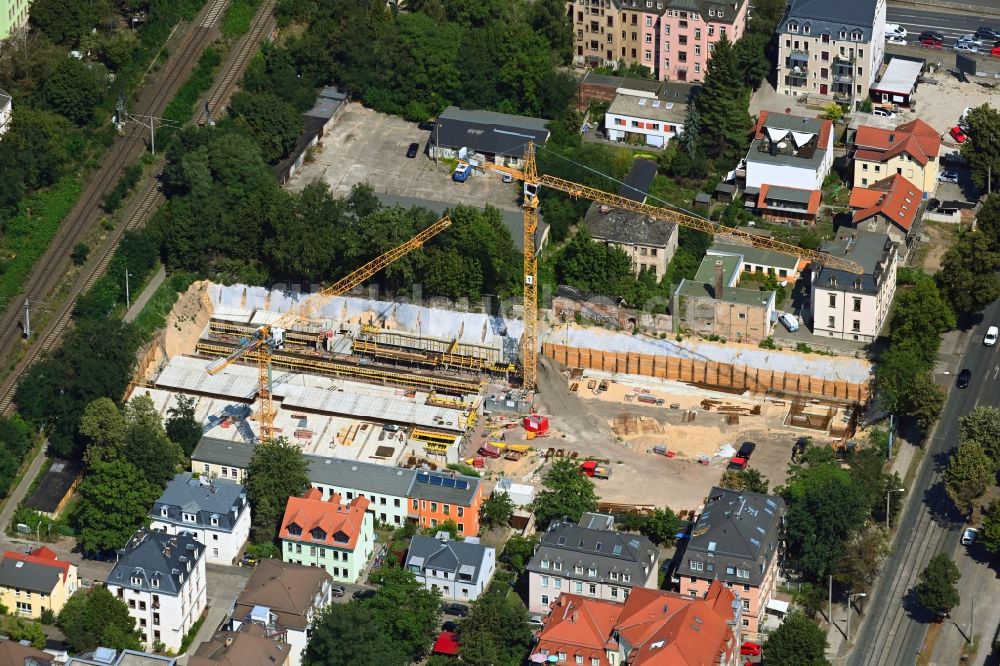 Luftbild Dresden - Baustelle zum Neubau eines Wohnhauses Urban Village Dresden in Dresden im Bundesland Sachsen, Deutschland