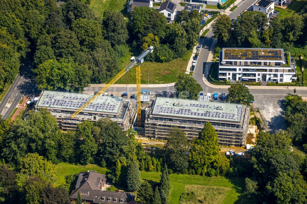 Luftaufnahme Gelsenkirchen - Baustelle zum Neubau eines Wohnhauses Im Waldquartier in Gelsenkirchen im Bundesland Nordrhein-Westfalen, Deutschland