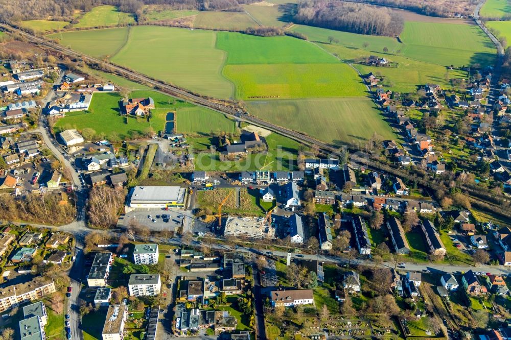 Luftbild Hamm - Baustelle zum Neubau eines Wohnhauses an der Weetfelder Straße im Ortsteil Selmigerheide in Hamm im Bundesland Nordrhein-Westfalen, Deutschland