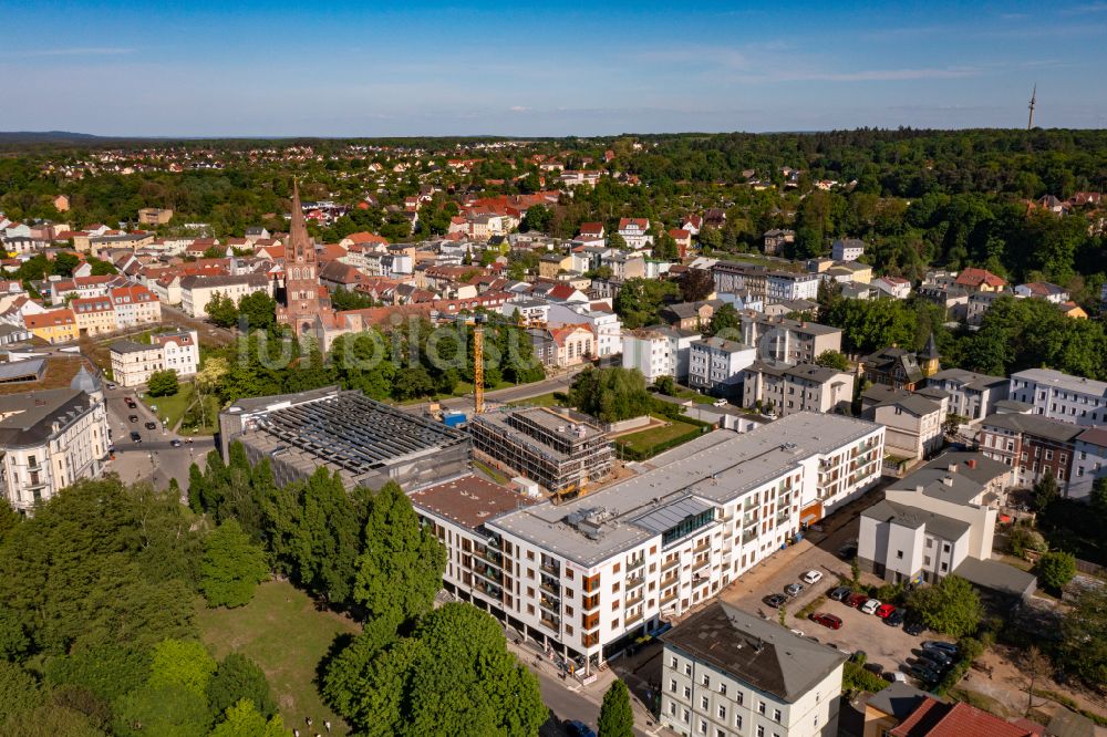 Eberswalde aus der Vogelperspektive: Baustelle zum Neubau eines Wohnheim Wohnpflegeheim Johanniter-Quartier Eberswalde in Eberswalde im Bundesland Brandenburg, Deutschland