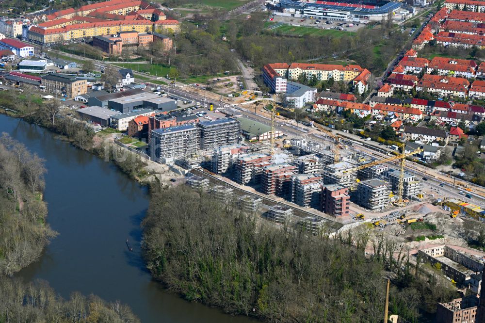 Luftbild Halle (Saale) - Baustelle zum Neubau von Wohnhäusern des Projektes Familienhäuser am Böllberger Weg in Halle (Saale) im Bundesland Sachsen-Anhalt, Deutschland