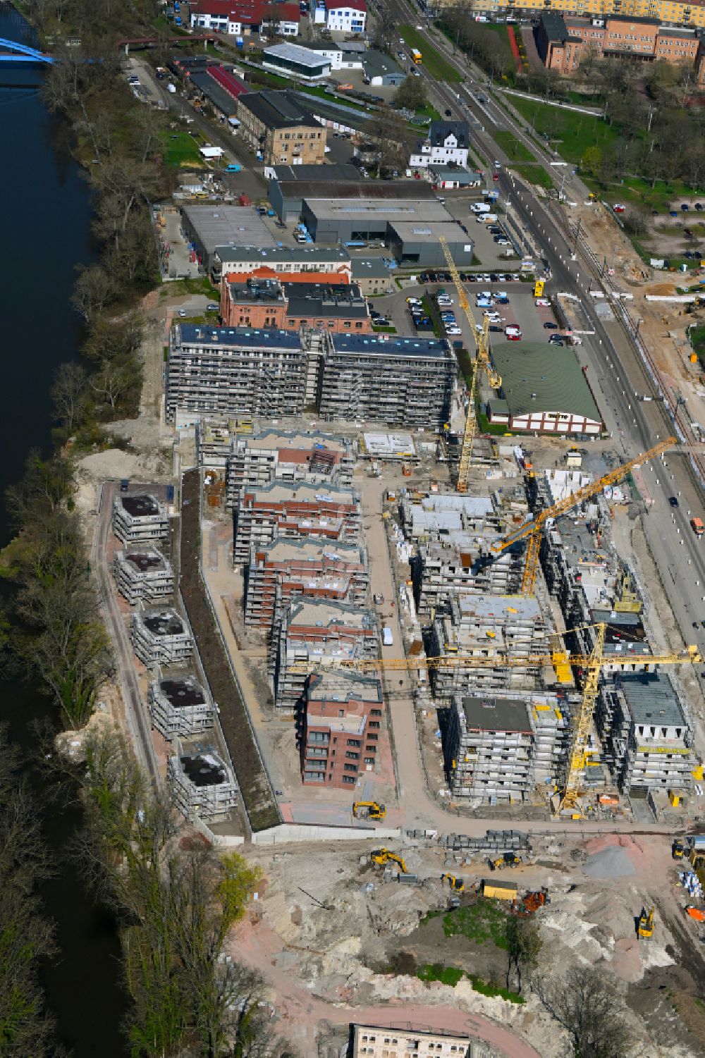 Luftbild Halle (Saale) - Baustelle zum Neubau von Wohnhäusern des Projektes Familienhäuser am Böllberger Weg in Halle (Saale) im Bundesland Sachsen-Anhalt, Deutschland