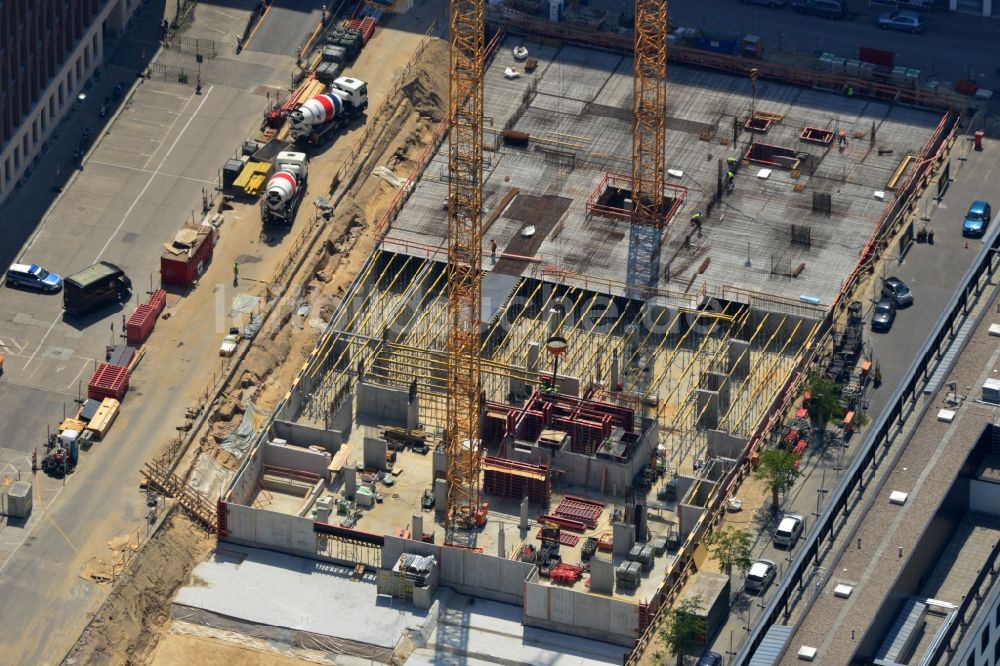 Luftaufnahme Berlin Prenzlauer Berg - Baustelle zum Neubau des Wohnquartier am Alexanderplatz in Berlin