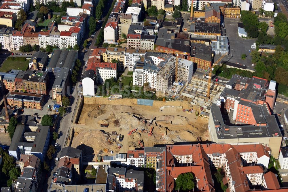 Berlin Prenzlauer Berg von oben - Baustelle zum Neubau des Wohnquartier ? La Vie ? in Berlin Prenzlauer Berg