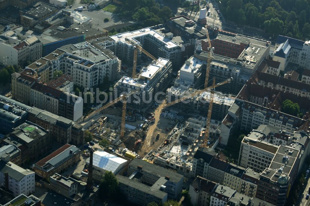 Luftbild Berlin - Baustelle zum Neubau des Wohnquartier La Vie in Berlin Prenzlauer Berg