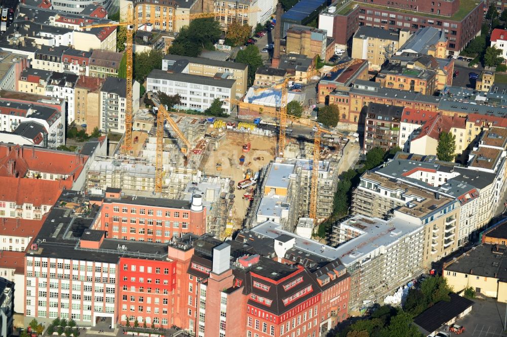 Berlin aus der Vogelperspektive: Baustelle zum Neubau des Wohnquartier La Vie in Berlin Prenzlauer Berg