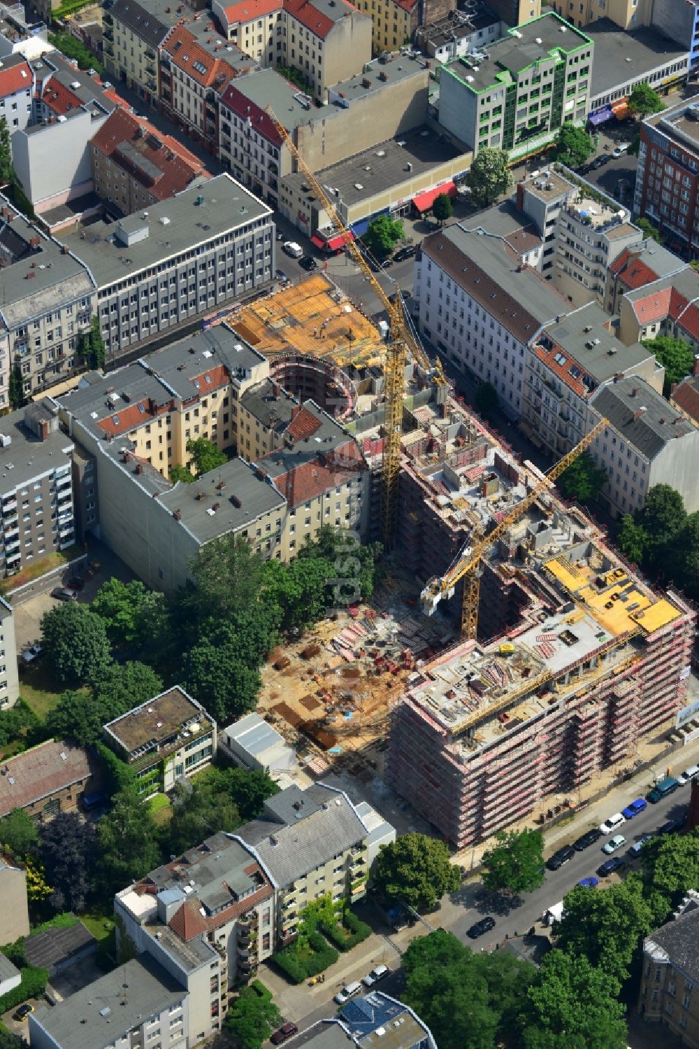 Luftaufnahme Berlin - Baustelle zum Neubau des Wohnquartier „ Zillegärten “ in Berlin Charlottenburg