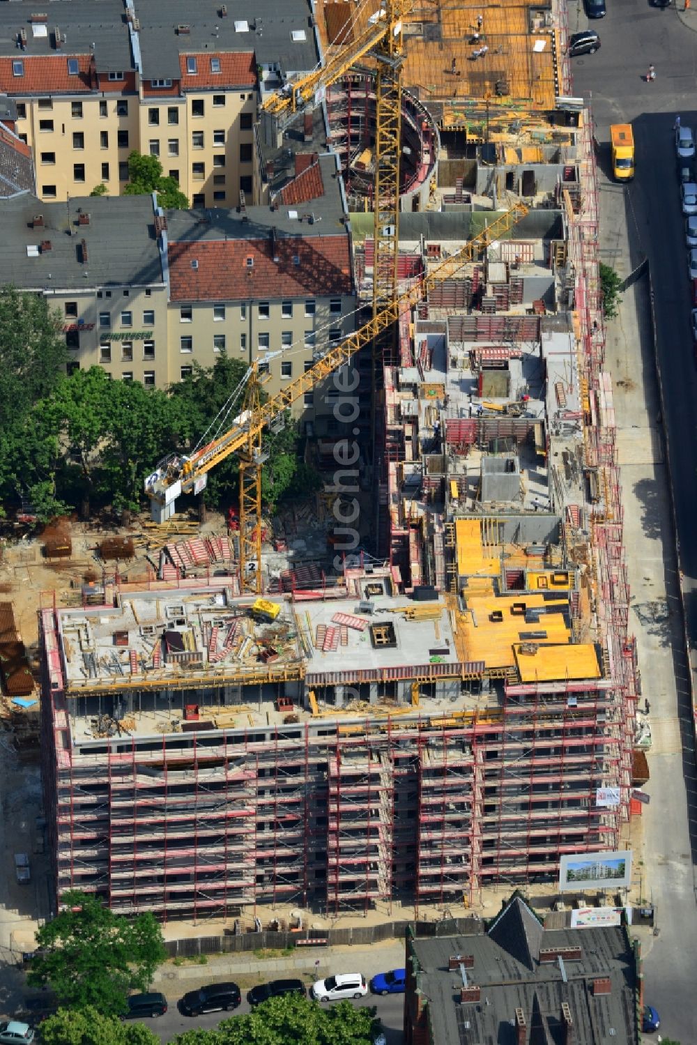 Berlin von oben - Baustelle zum Neubau des Wohnquartier „ Zillegärten “ in Berlin Charlottenburg