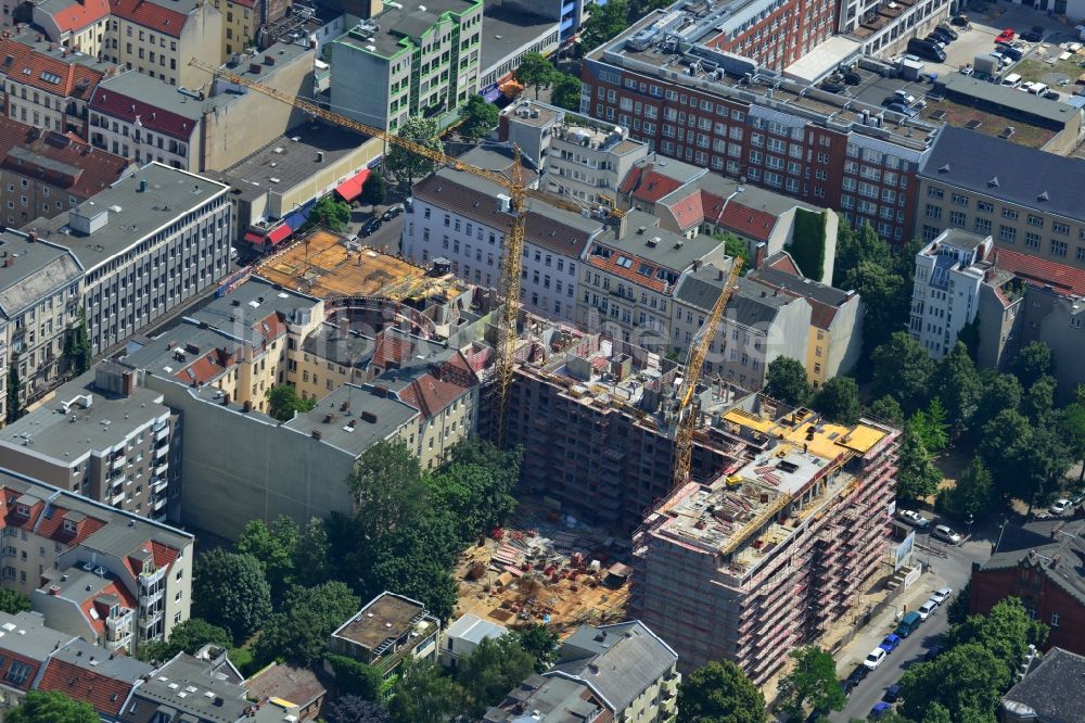 Berlin aus der Vogelperspektive: Baustelle zum Neubau des Wohnquartier „ Zillegärten “ in Berlin Charlottenburg