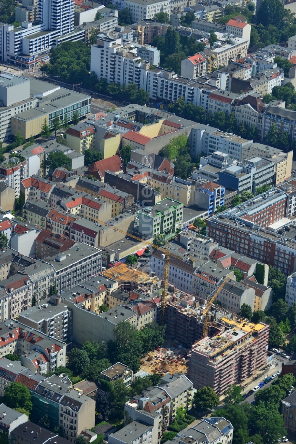 Luftbild Berlin - Baustelle zum Neubau des Wohnquartier „ Zillegärten “ in Berlin Charlottenburg