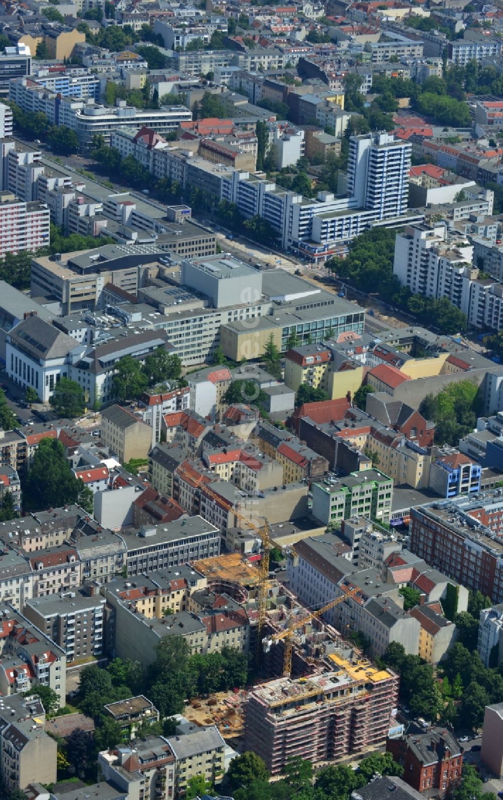 Luftaufnahme Berlin - Baustelle zum Neubau des Wohnquartier „ Zillegärten “ in Berlin Charlottenburg