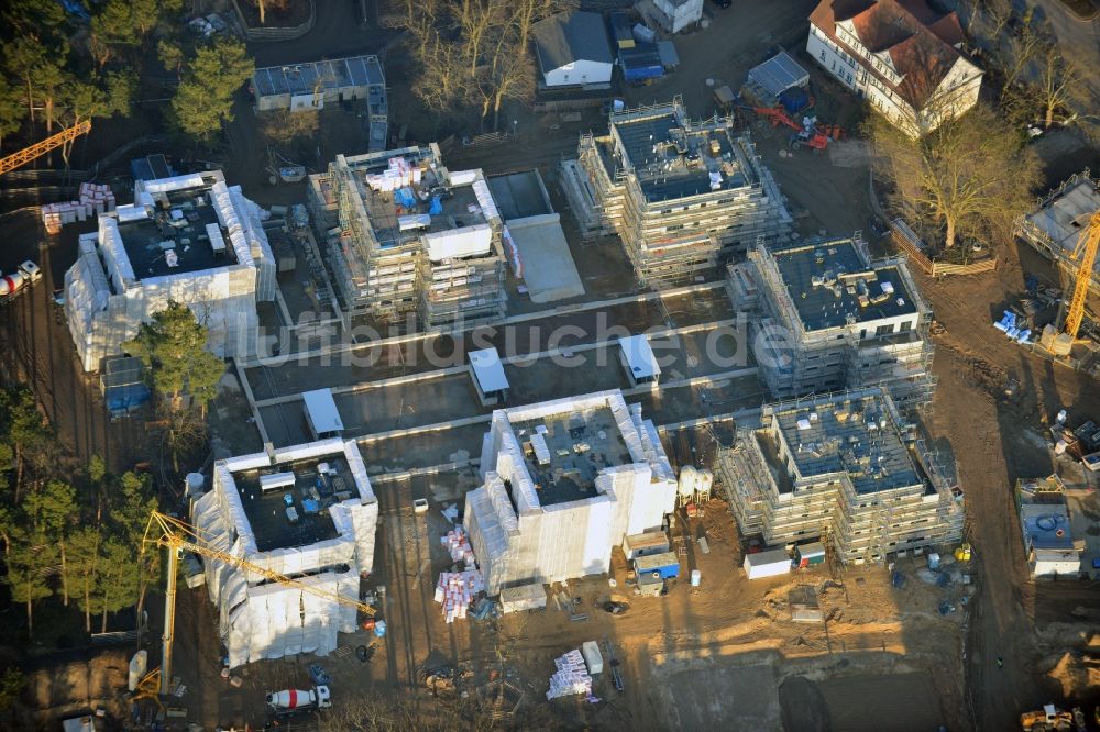 Berlin , Dahlem von oben - Baustelle zum Neubau der Wohnsiedlung OSKAR HELENE PARK an der Clayallee im Steglitz-Zehlendorf in Berlin