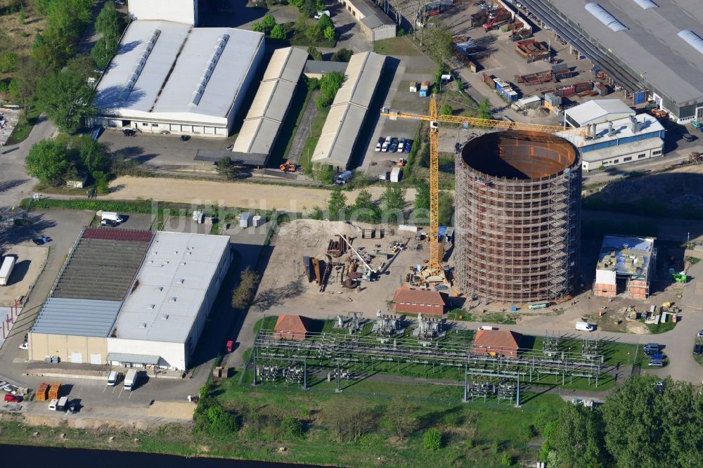 Potsdam von oben - Baustelle zum Neubau eines Wärmespeichers in Potsdam im Bundesland Brandenburg