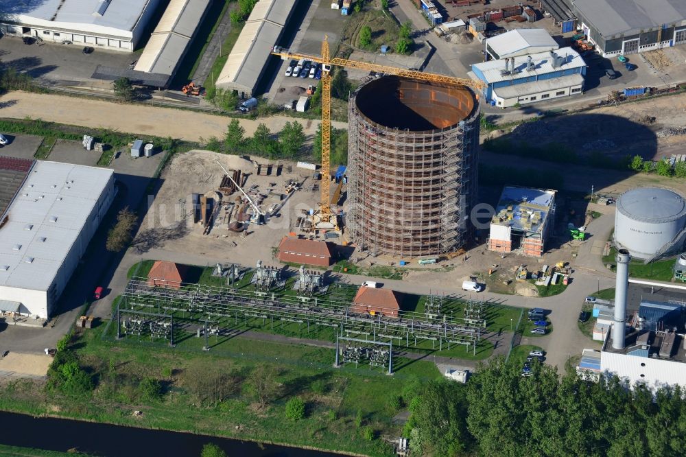 Luftbild Potsdam - Baustelle zum Neubau eines Wärmespeichers in Potsdam im Bundesland Brandenburg