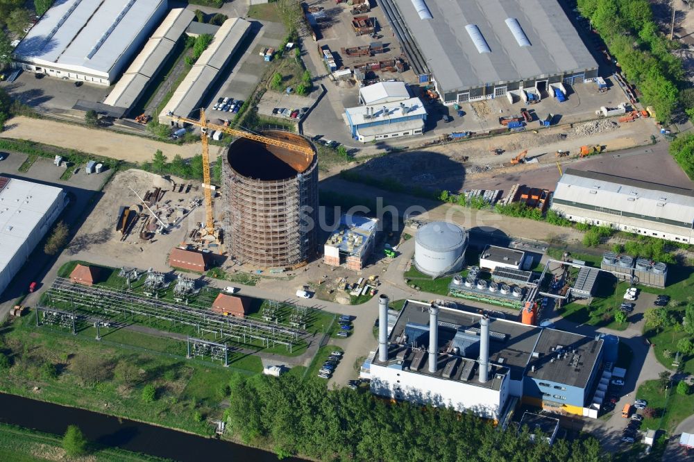 Luftbild Potsdam - Baustelle zum Neubau eines Wärmespeichers in Potsdam im Bundesland Brandenburg