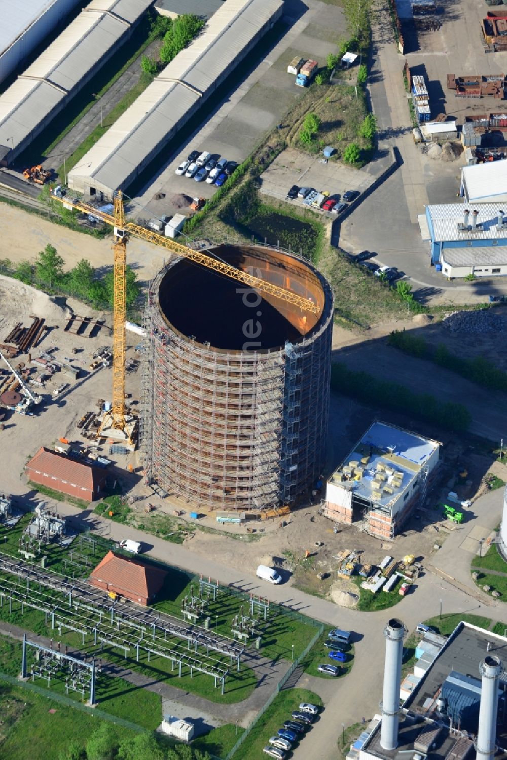 Potsdam von oben - Baustelle zum Neubau eines Wärmespeichers in Potsdam im Bundesland Brandenburg