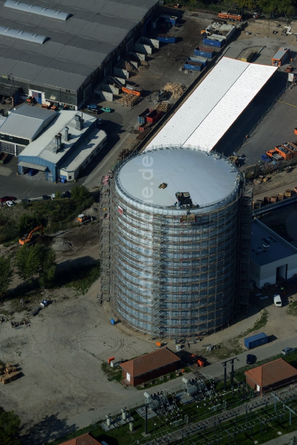 Luftbild Potsdam - Baustelle zum Neubau eines Wärmespeichers in Potsdam im Bundesland Brandenburg