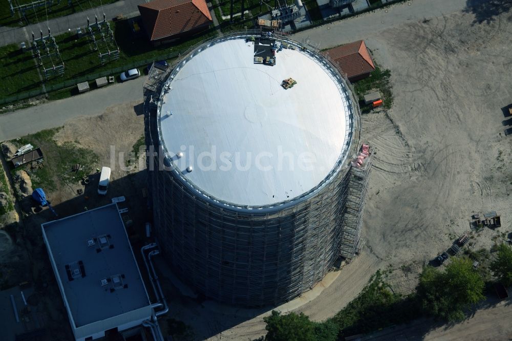 Potsdam aus der Vogelperspektive: Baustelle zum Neubau eines Wärmespeichers in Potsdam im Bundesland Brandenburg