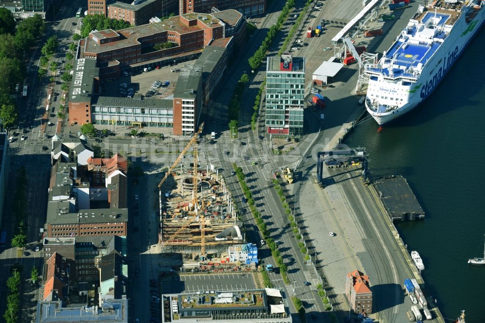 Luftbild Kiel - Baustelle zum Neubau des Zentralen Omnibusbahnhof Kiel an der Kaistraße in Kiel im Bundesland Schleswig-Holstein, Deutschland