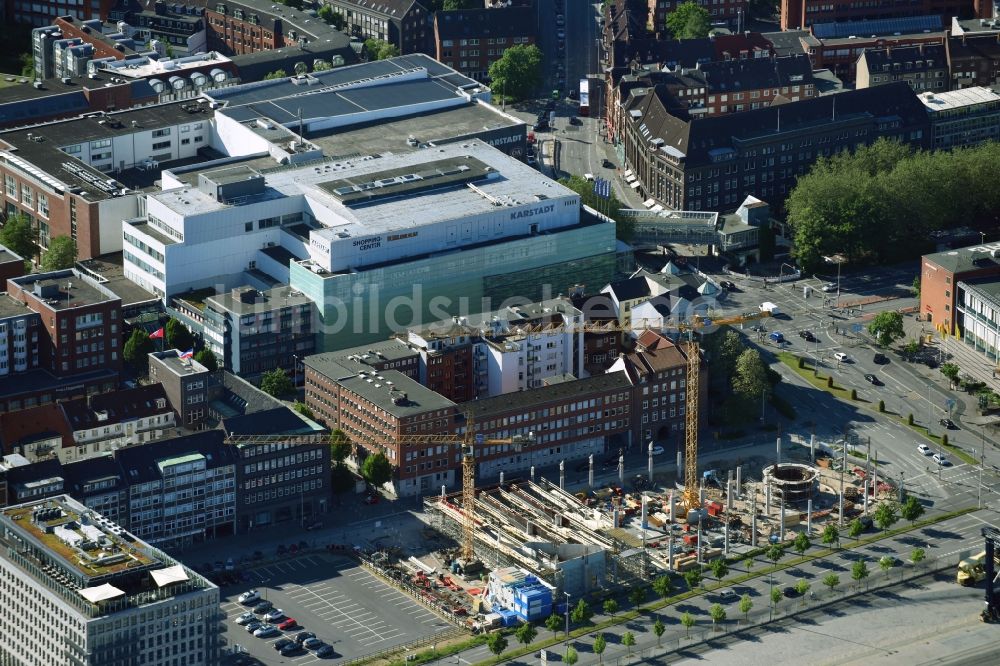 Luftaufnahme Kiel - Baustelle zum Neubau des Zentralen Omnibusbahnhof Kiel an der Kaistraße in Kiel im Bundesland Schleswig-Holstein, Deutschland