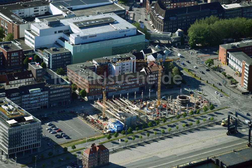 Kiel von oben - Baustelle zum Neubau des Zentralen Omnibusbahnhof Kiel an der Kaistraße in Kiel im Bundesland Schleswig-Holstein, Deutschland